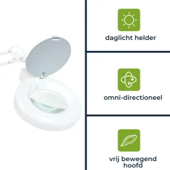 Velleman Loeplamp met klem, zwenkarm, aan/uit-schakelaar, Metaal