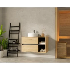Vente-unique Badkamermeubel Met Enkele Wastafel Purnal Beige - L 100cm X B 45.5cm X H 60cm