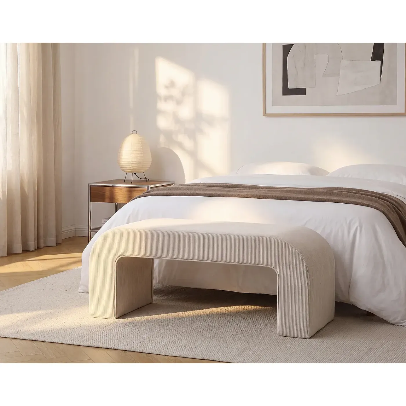 Vente-unique Bankje Calvelo Beige - L 110cm X B 41cm X H 46cm