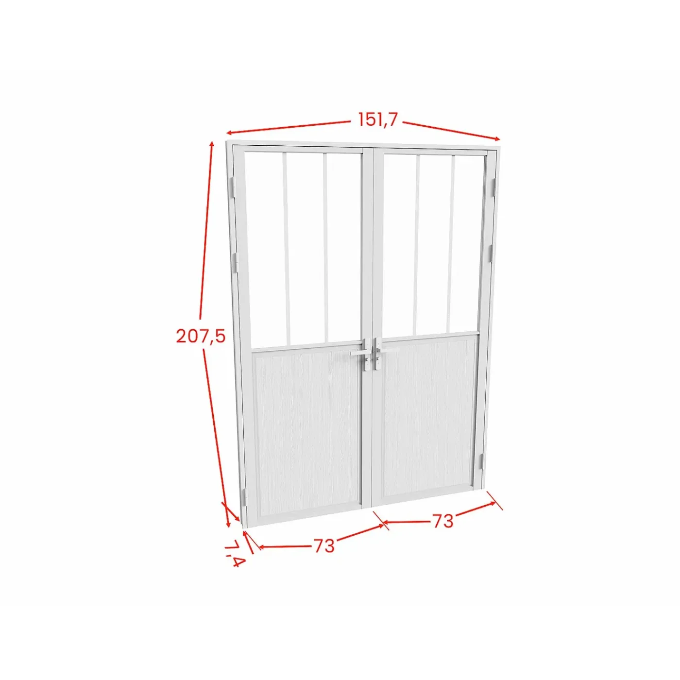 Vente-unique Deur Blok Ermelo Wit - L 73cm X B 3.5cm X H 204cm