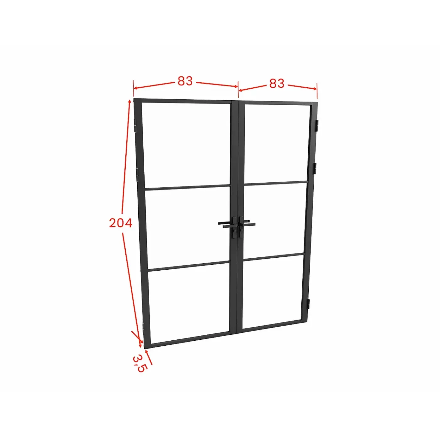 Vente-unique Deur Blok Maseru Zwart - L 83cm X B 3.5cm X H 204cm
