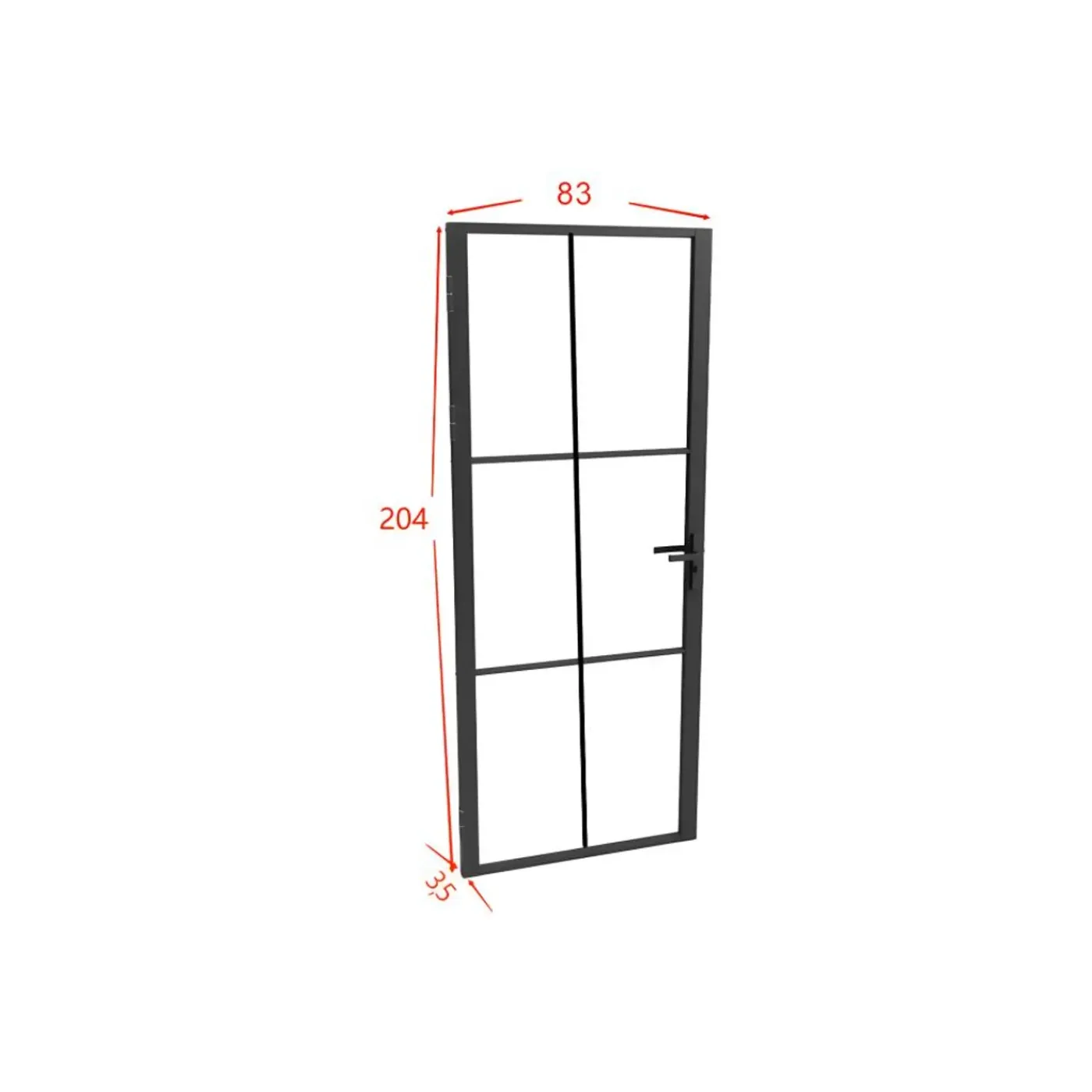 Vente-unique Deur Blok Seroto Zwart - L 83cm X B 3.5cm X H 204cm