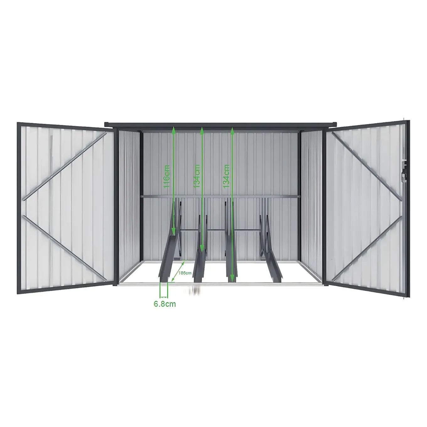 Vente-unique Fietsenberging Niki Antracietgrijs - L 189cm X B 189cm X H 142cm