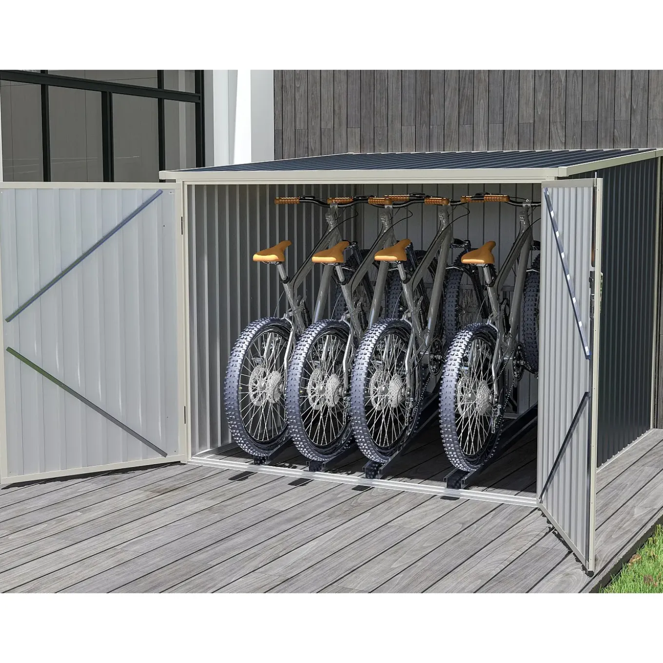 Vente-unique Fietsenberging Niki Antracietgrijs - L 189cm X B 189cm X H 142cm