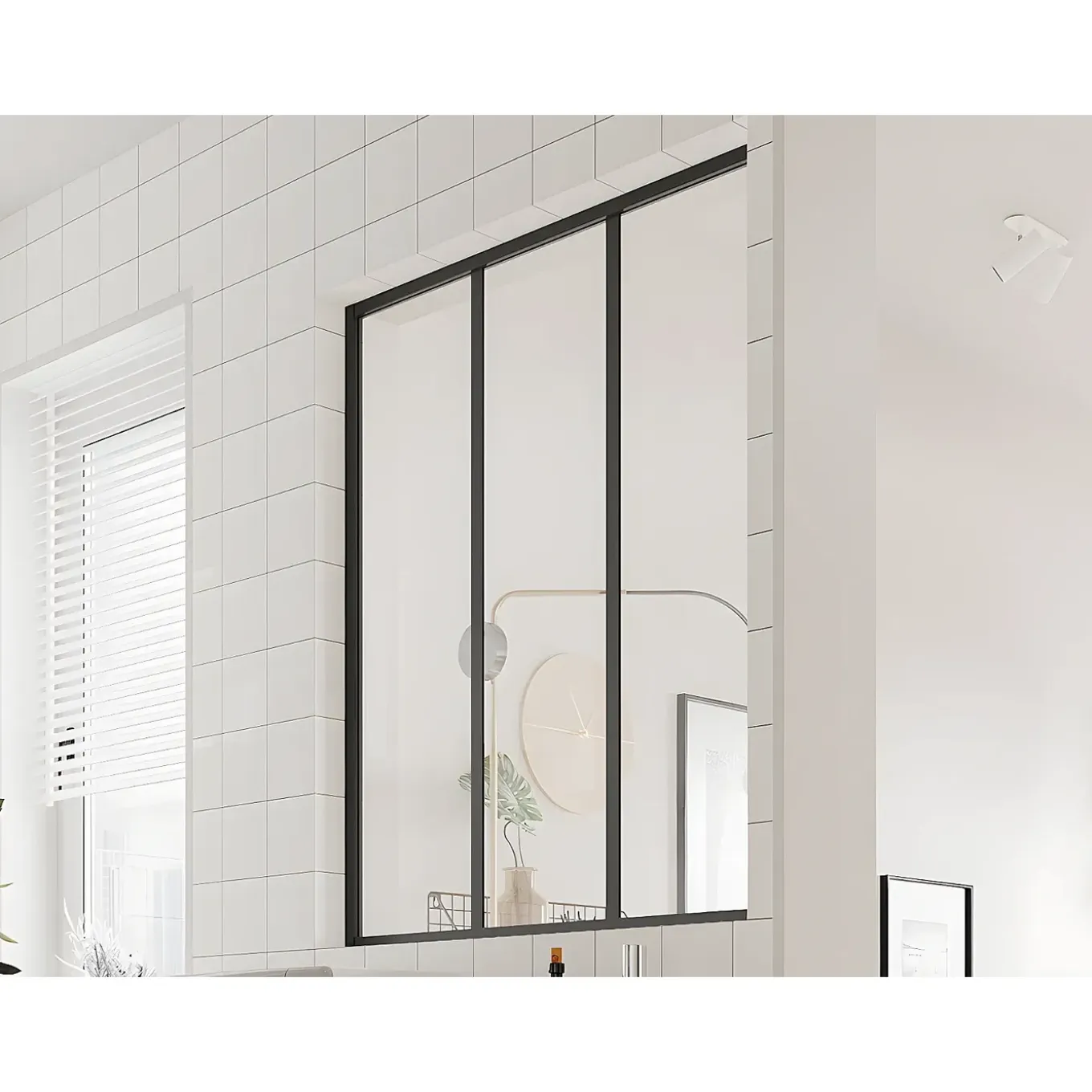 Vente-unique Glazen Binnenraam Bayview Zwart - L 90cm X B 3.5cm X H 105cm