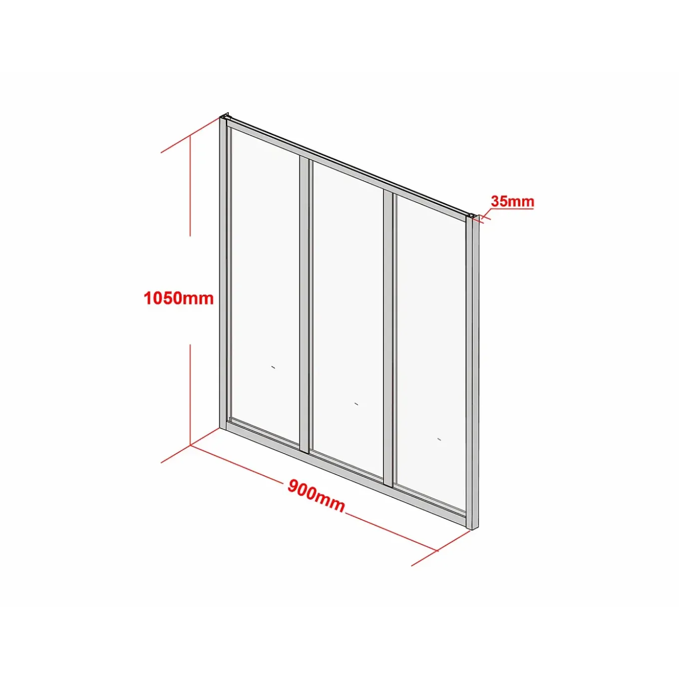 Vente-unique Glazen Binnenraam Bayview Zwart - L 90cm X B 3.5cm X H 105cm