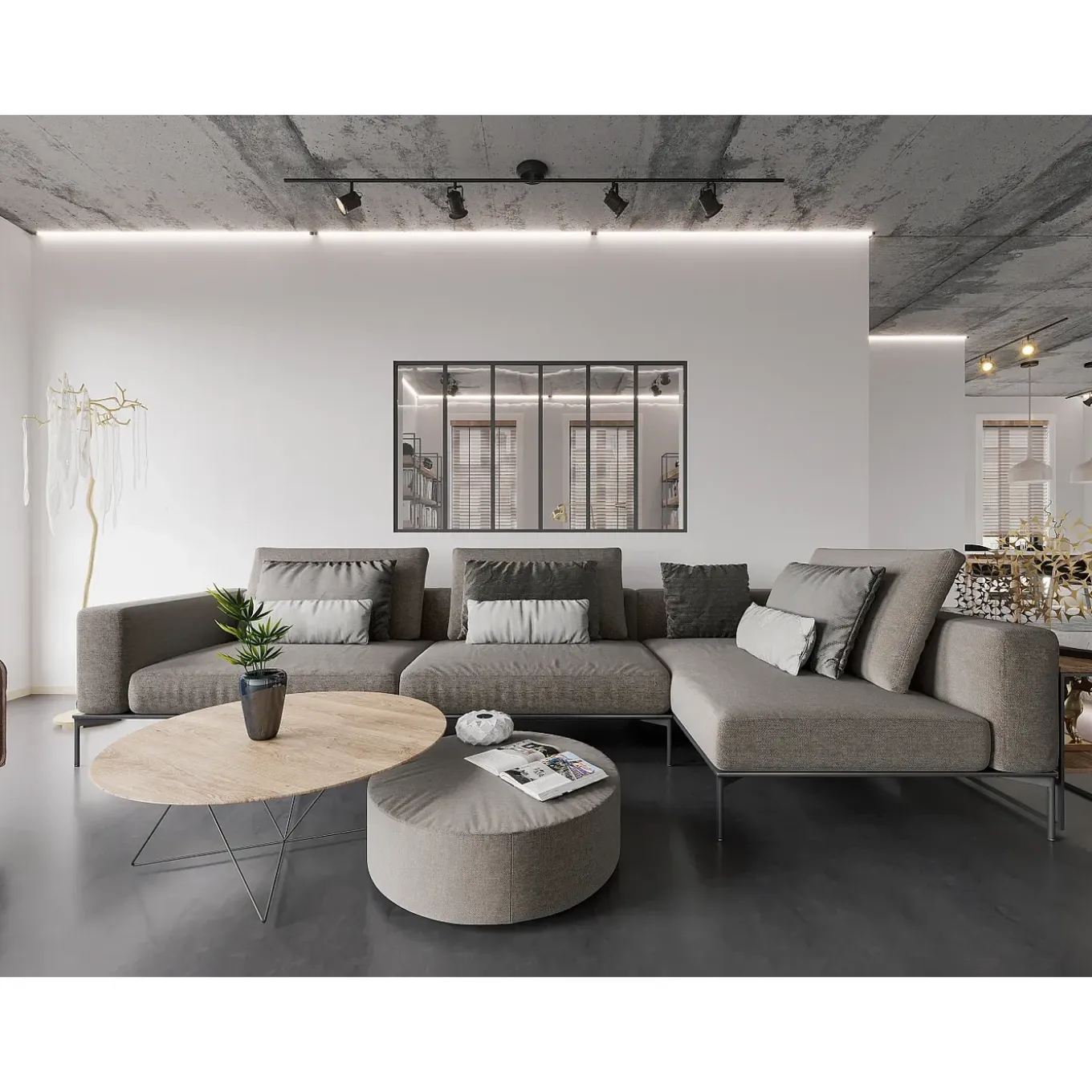 Vente-unique Glazen Binnenraam Bayview Zwart - L 180cm X B 3.5cm X H 105cm