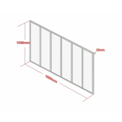 Vente-unique Glazen Binnenraam Bayview Zwart - L 180cm X B 3.5cm X H 105cm