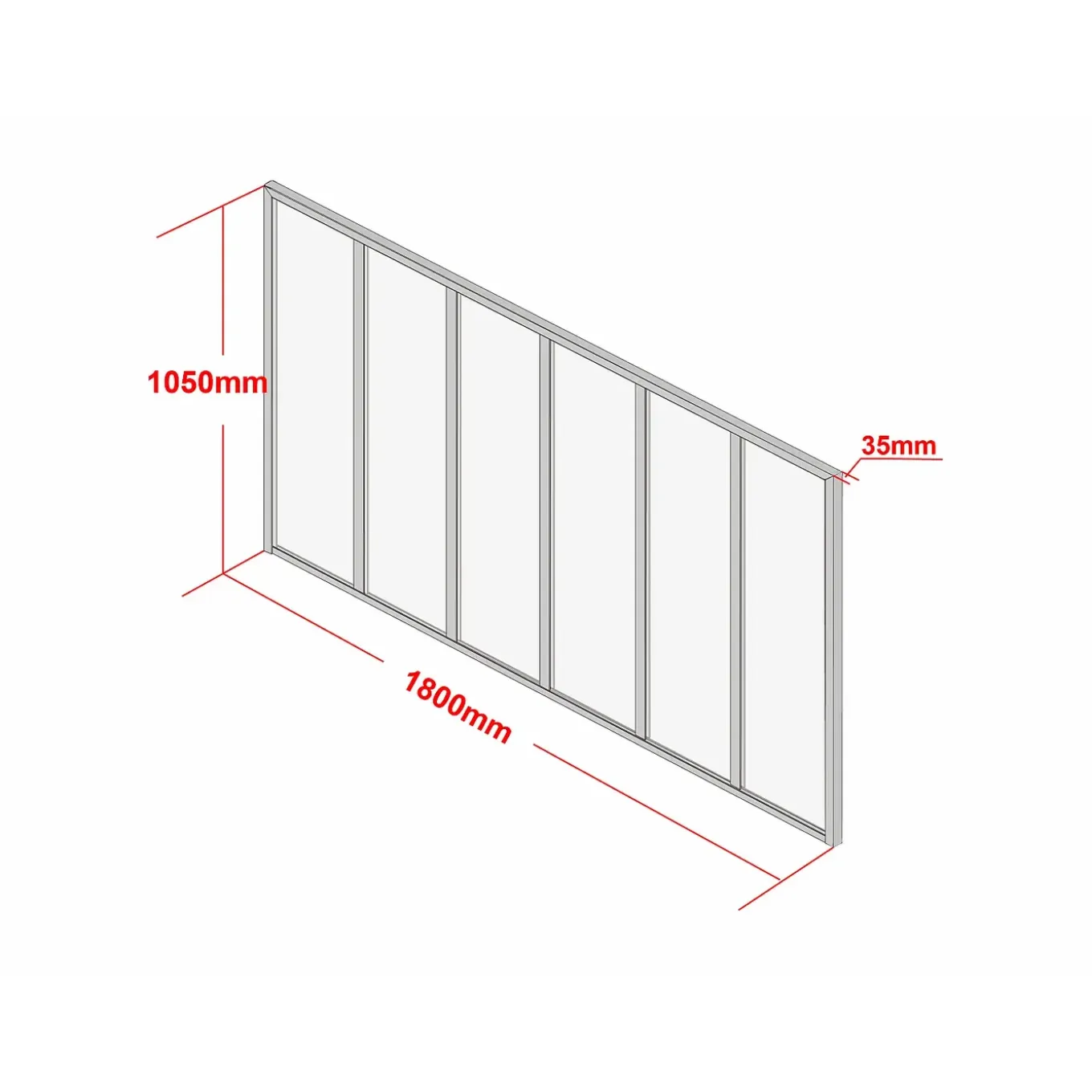 Vente-unique Glazen Binnenraam Bayview Zwart - L 180cm X B 3.5cm X H 105cm