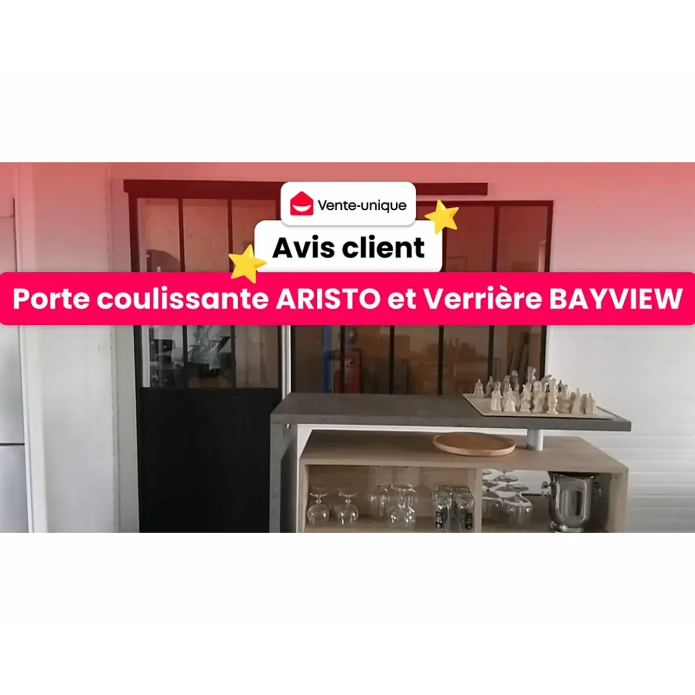 Vente-unique Glazen Binnenraam Bayview Zwart - L 120cm X B 3.5cm X H 105cm