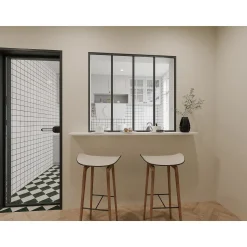 Vente-unique Glazen Binnenraam Bayview Zwart - L 120cm X B 3.5cm X H 105cm