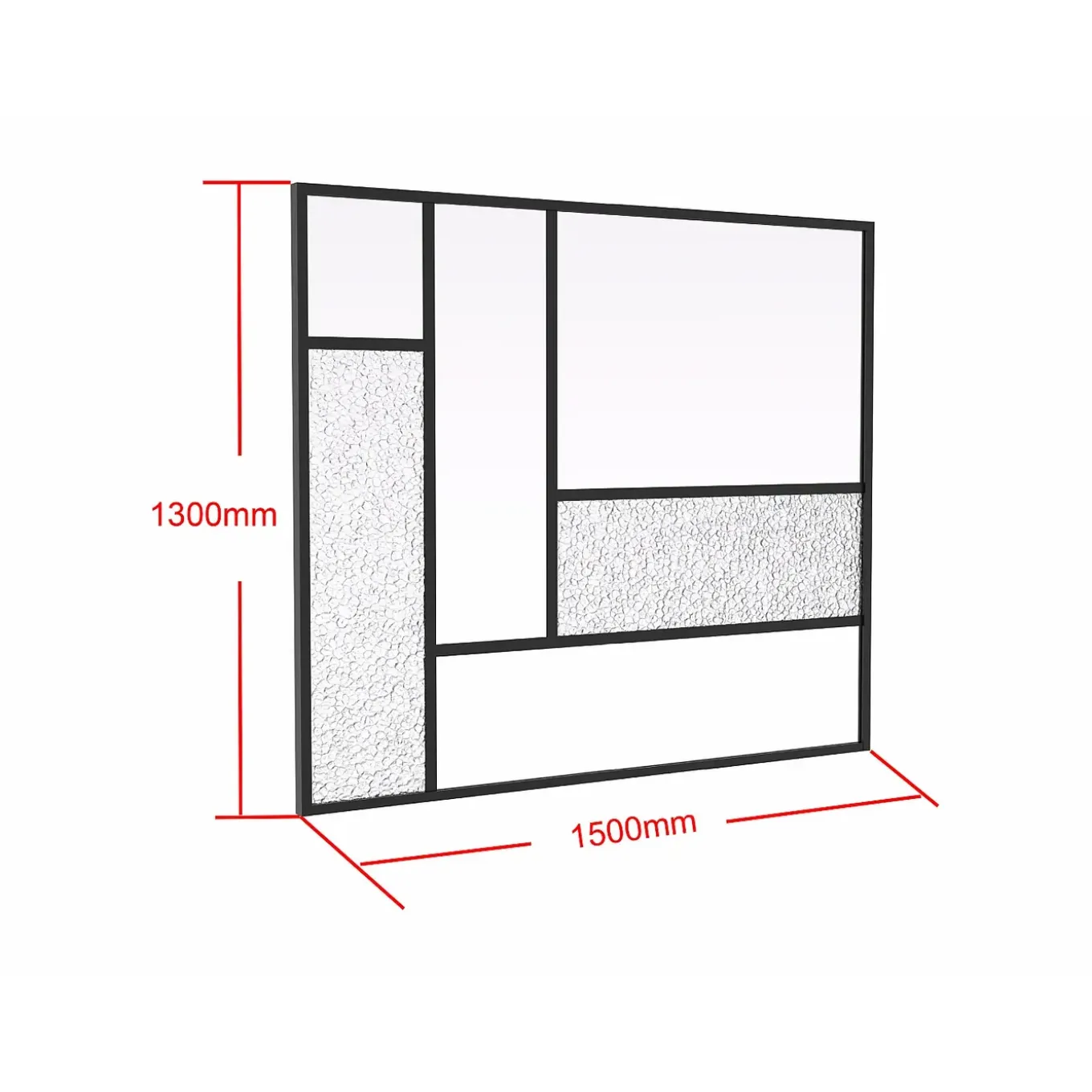 Vente-unique Glazen Binnenraam Fairview Zwart - L 150cm X B 3.5cm X H 130cm