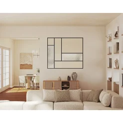 Vente-unique Glazen Binnenraam Fairview Zwart - L 150cm X B 3.5cm X H 130cm