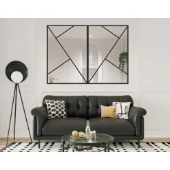 Vente-unique Glazen Binnenraam Fazenda Zwart - L 180cm X B 3.5cm X H 130cm