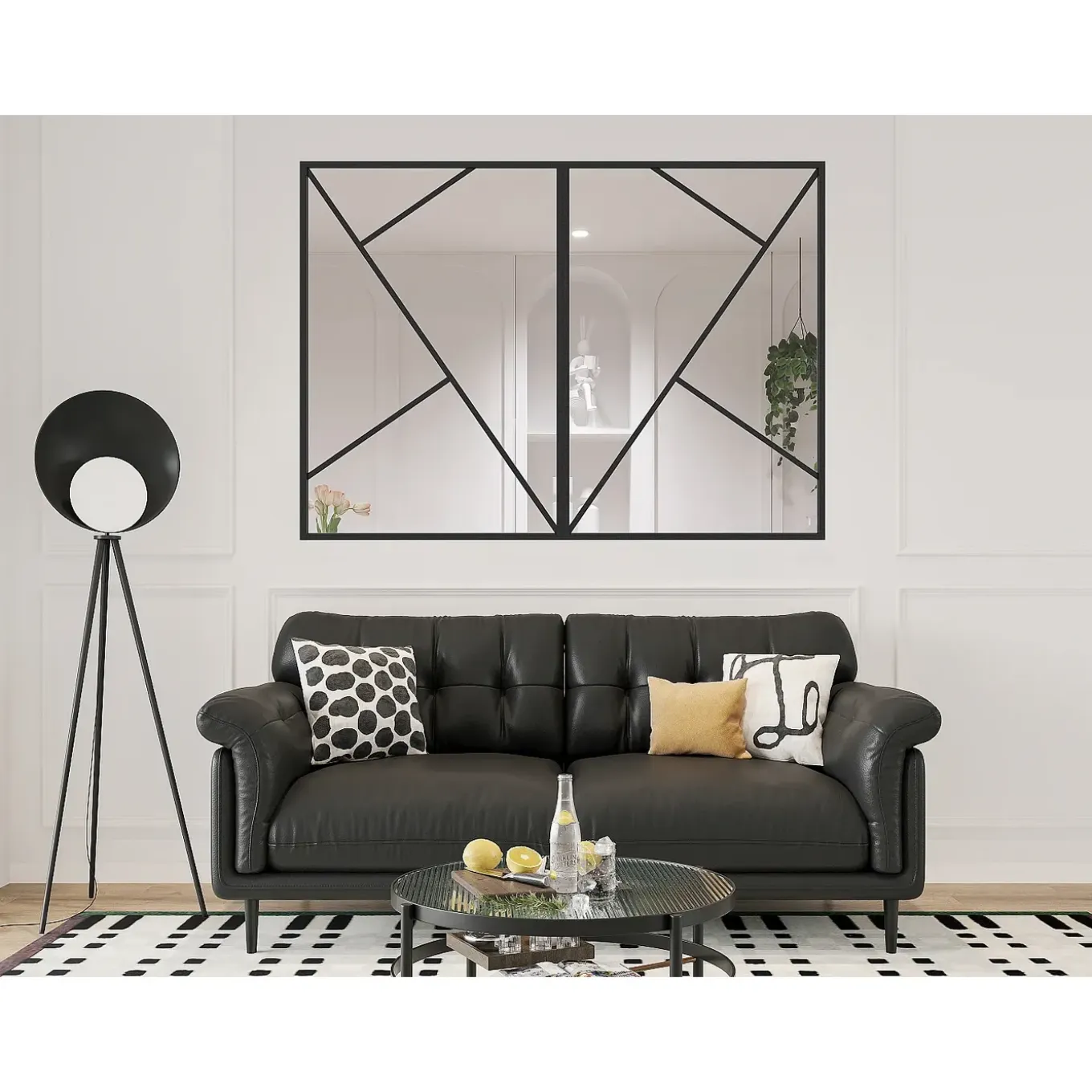 Vente-unique Glazen Binnenraam Fazenda Zwart - L 180cm X B 3.5cm X H 130cm