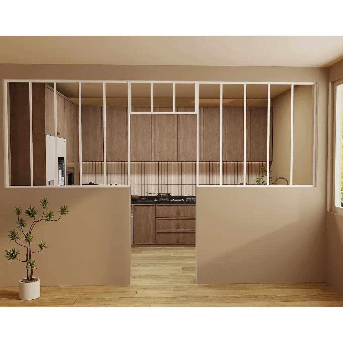 Vente-unique Glazen Binnenraam Bayview Wit - L 4.2cm X B 2.2cm X H 40cm