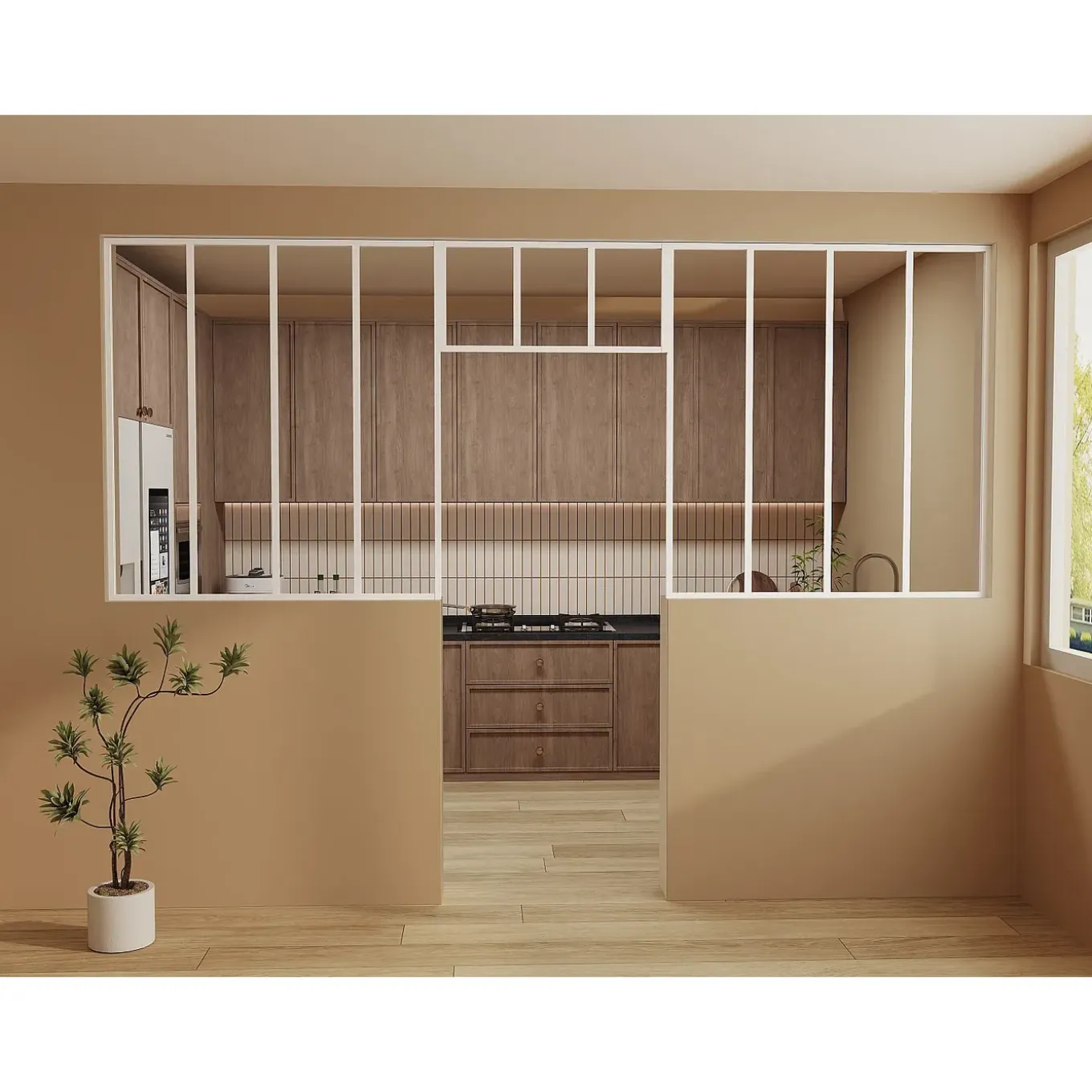 Vente-unique Glazen Binnenraam Bayview Wit - L 4.2cm X B 2.2cm X H 40cm