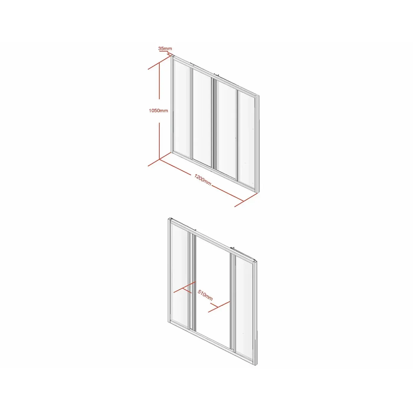 Vente-unique Glazen Binnenraam Ravena Zwart - L 120cm X B 3.5cm X H 105cm