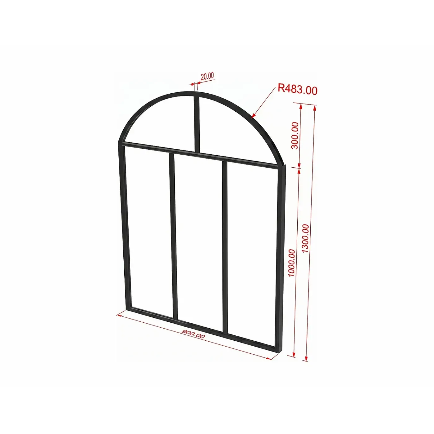 Vente-unique Glazen Binnenraam Arluna Zwart - L 90cm X B 3.5cm X H 130cm