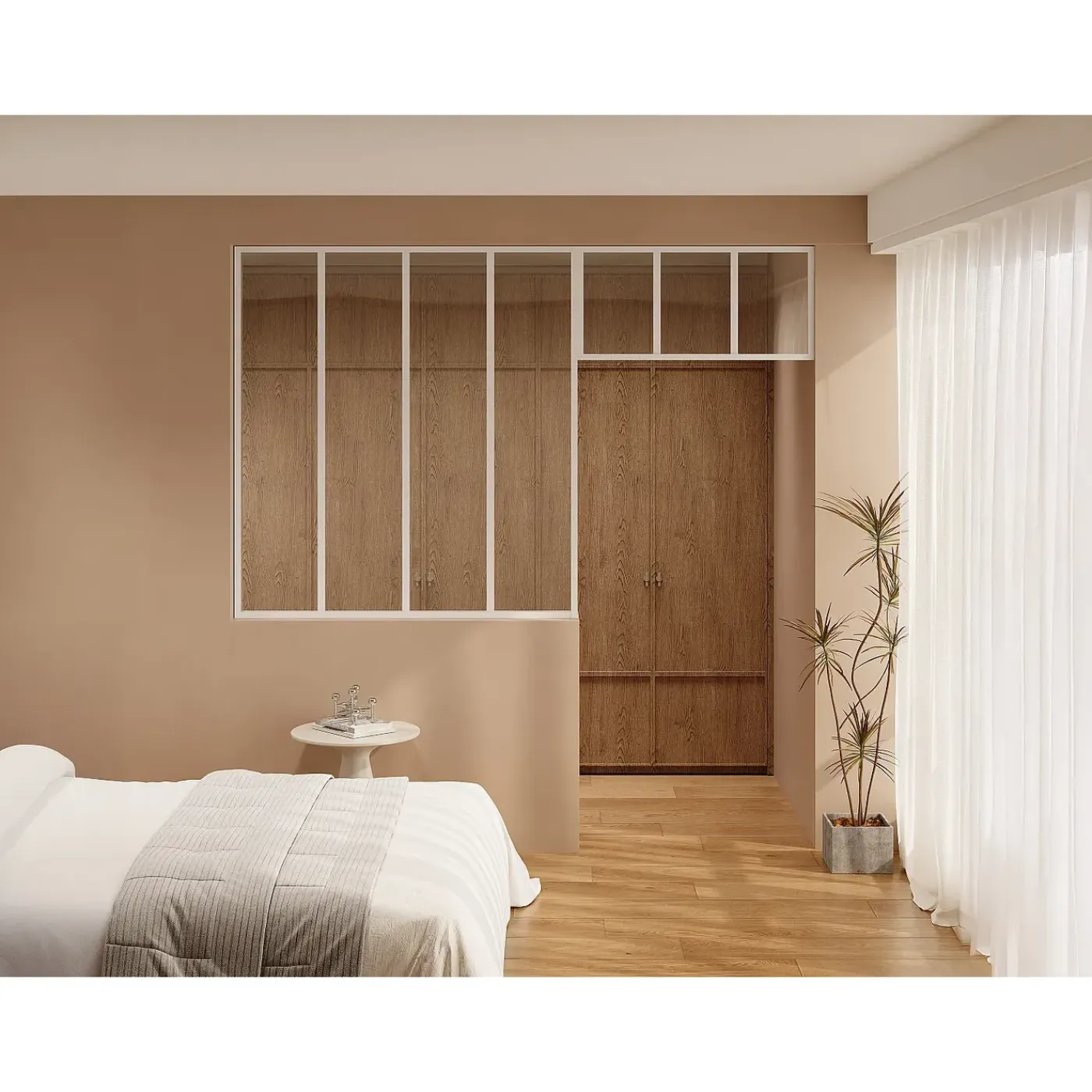 Vente-unique Glazen Binnenraam Bayview Wit - L 4.2cm X B 2.2cm X H 40cm