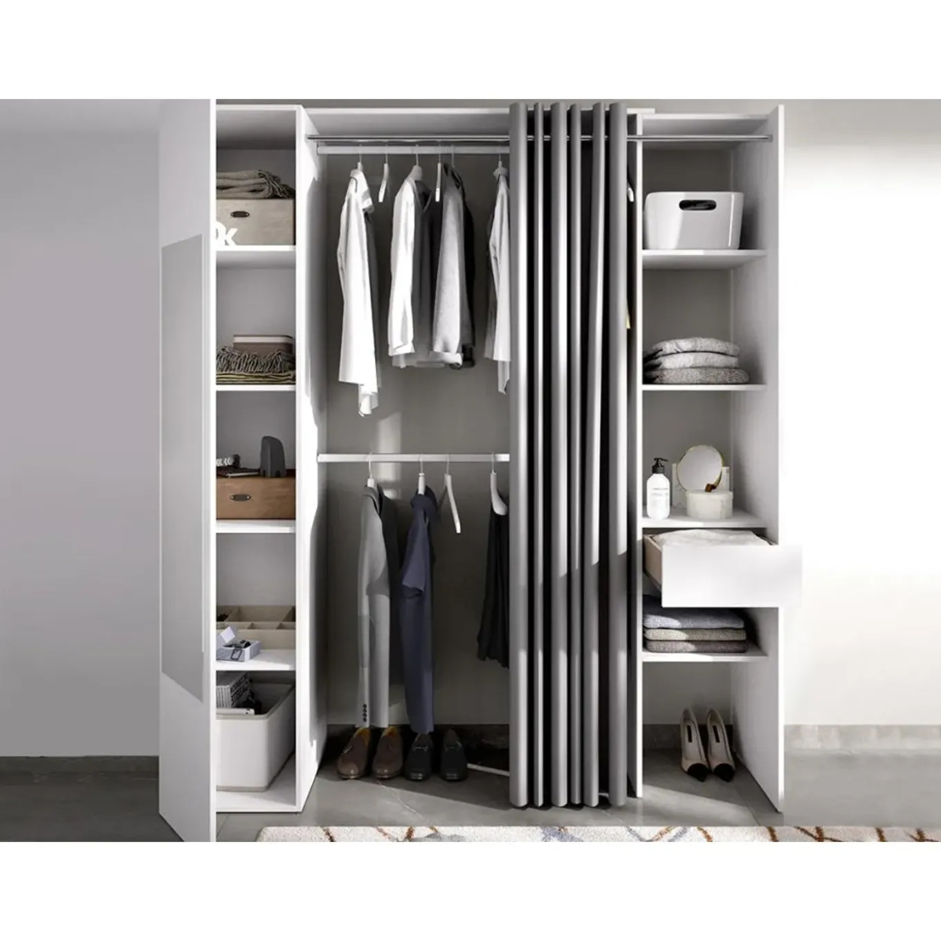 Vente-unique Open Kledingkast Bertrand Wit - L 177.5cm X B 50cm X H 205cm