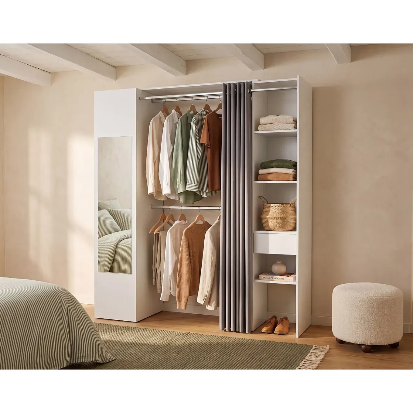 Vente-unique Open Kledingkast Bertrand Wit - L 177.5cm X B 50cm X H 205cm