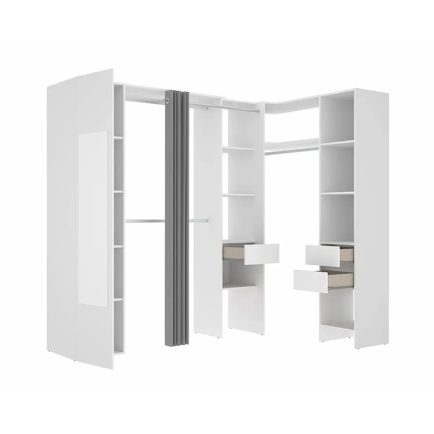 Vente-unique Open Kledingkast Bertrand Wit - L 231.5cm X B 141cm X H 205cm