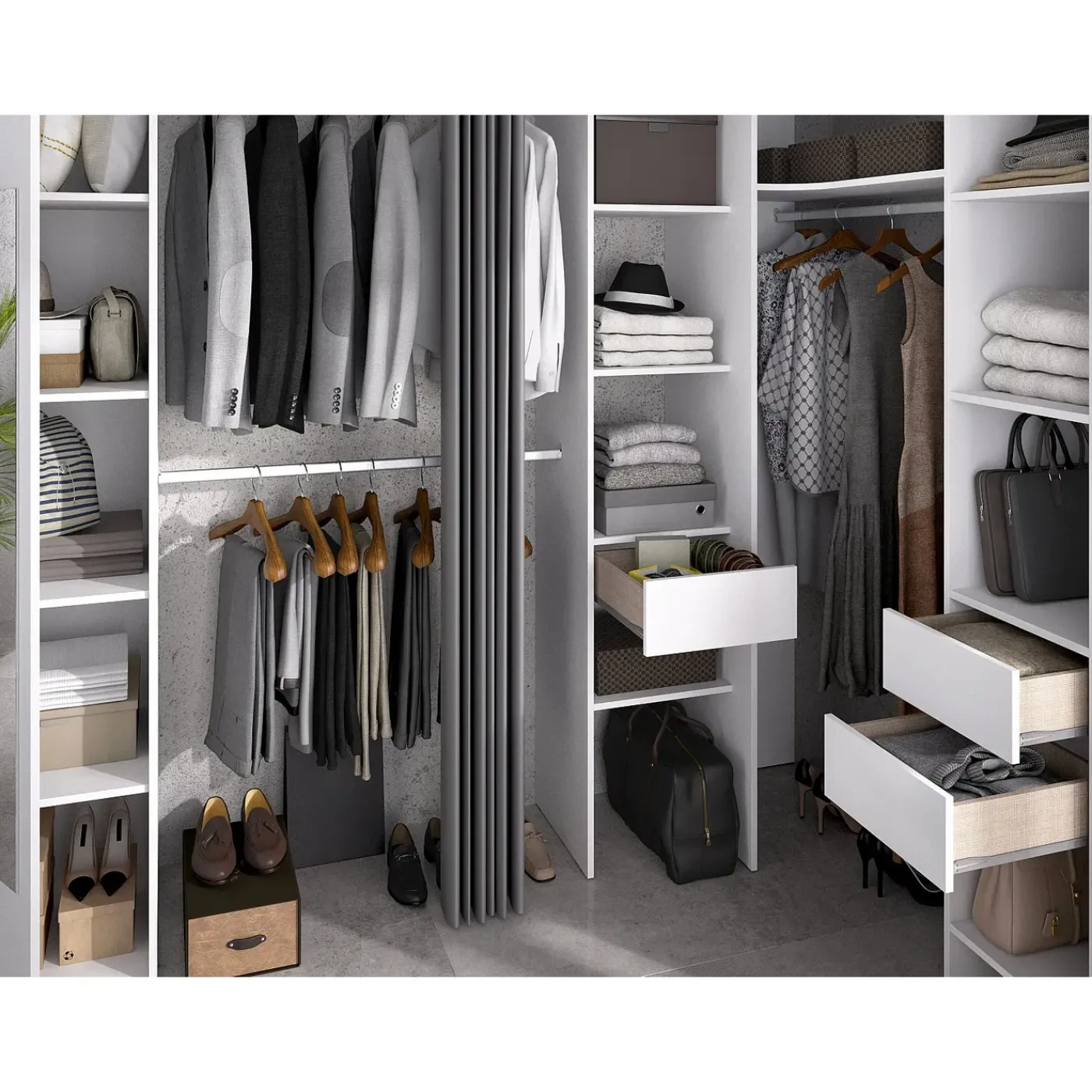 Vente-unique Open Kledingkast Bertrand Wit - L 231.5cm X B 141cm X H 205cm