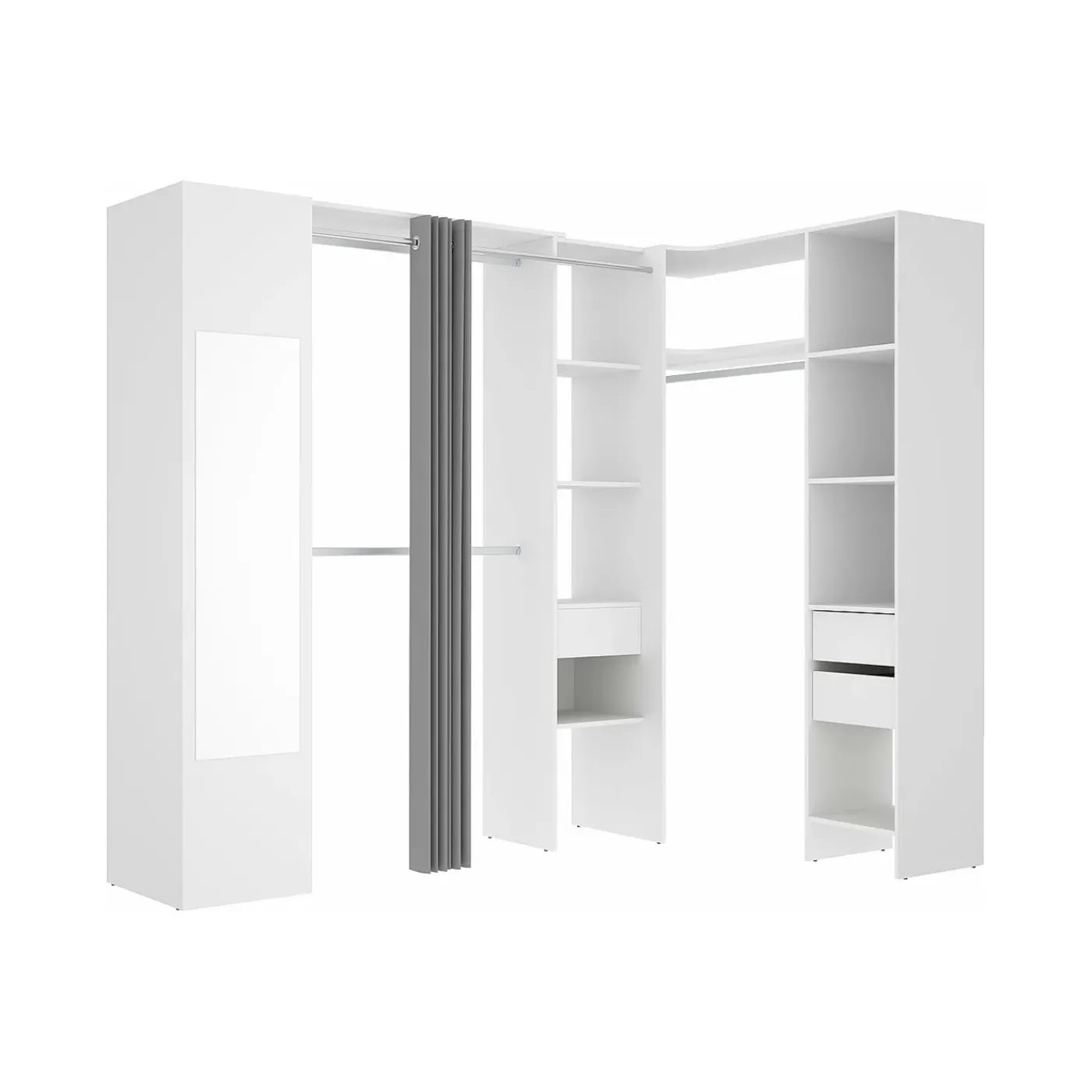 Vente-unique Open Kledingkast Bertrand Wit - L 231.5cm X B 141cm X H 205cm
