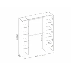 Vente-unique Open Kledingkast Dorian Wit - L 110cm X B 50cm X H 205cm