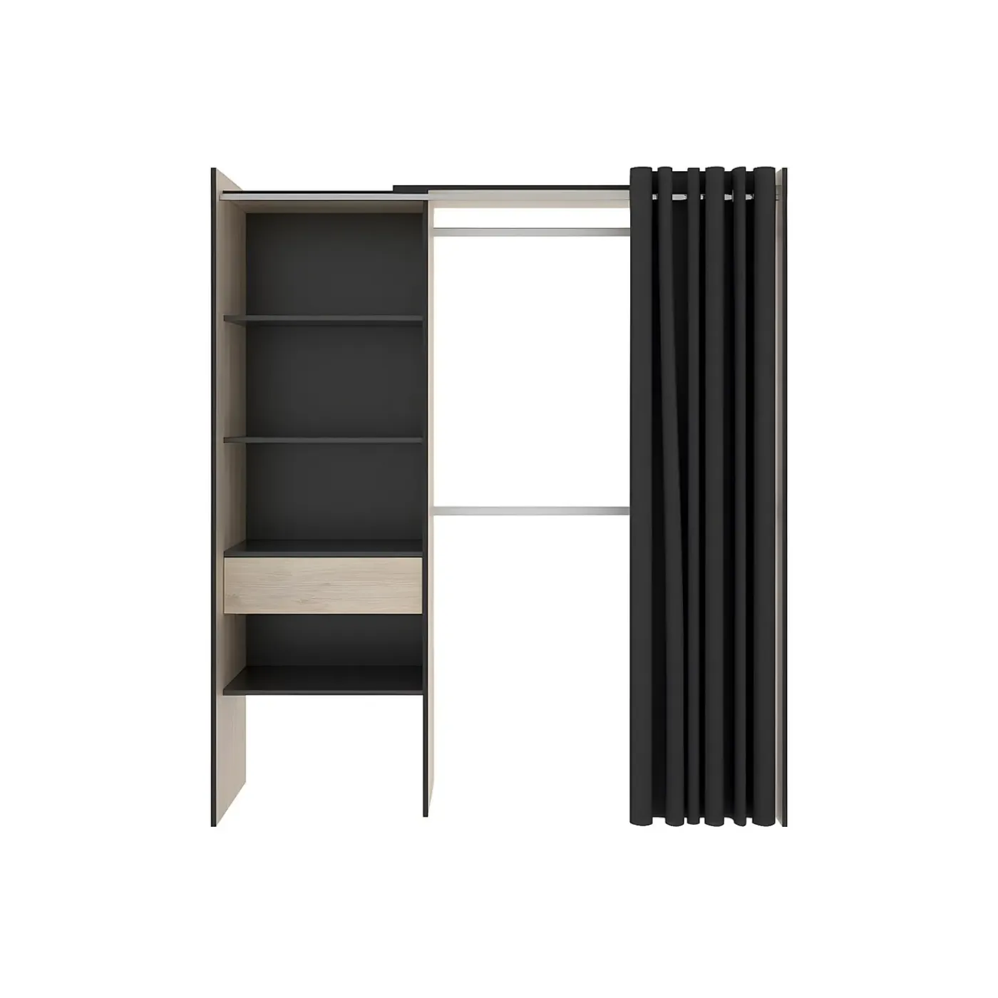 Vente-unique Open Kledingkast Laurent Antracietgrijs - L 110cm X B 50cm X H 205cm