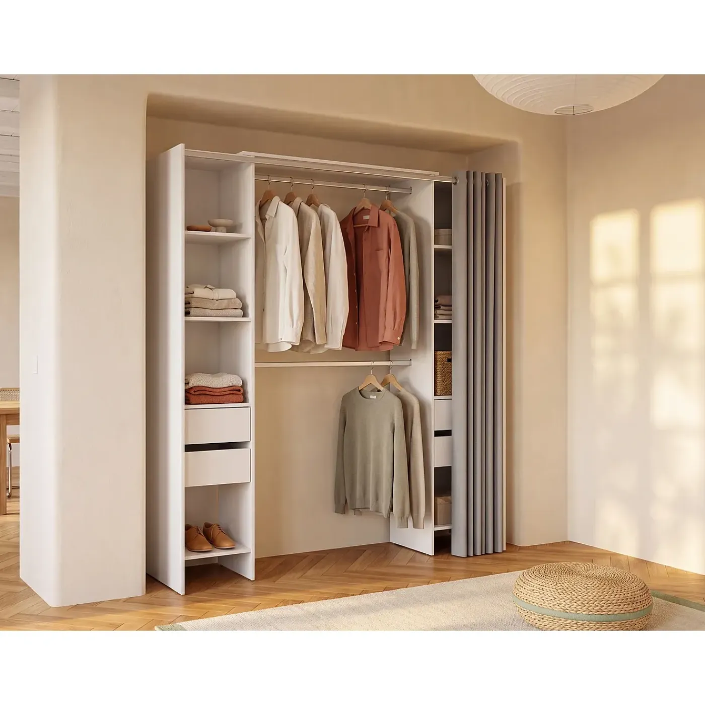 Vente-unique Open Kledingkast Lonaza Wit - L 180cm X B 50cm X H 203cm