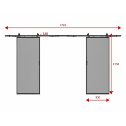 Vente-unique Schuifdeur Linci Zwart - L 93cm X B 4cm X H 205cm