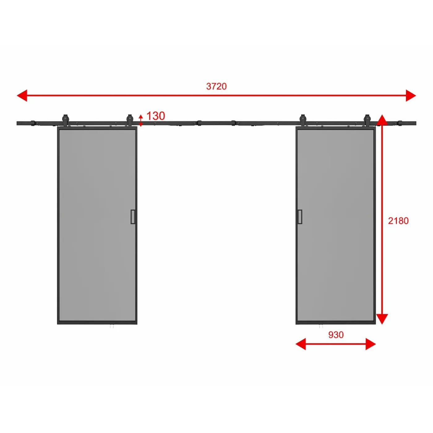 Vente-unique Schuifdeur Linci Zwart - L 93cm X B 4cm X H 205cm