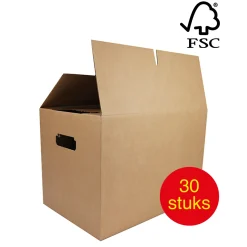 Verhuisdozen Profi extra sterk - 51L - autolock geen tape nodig – FSC karton - 30 stuks - handvatten