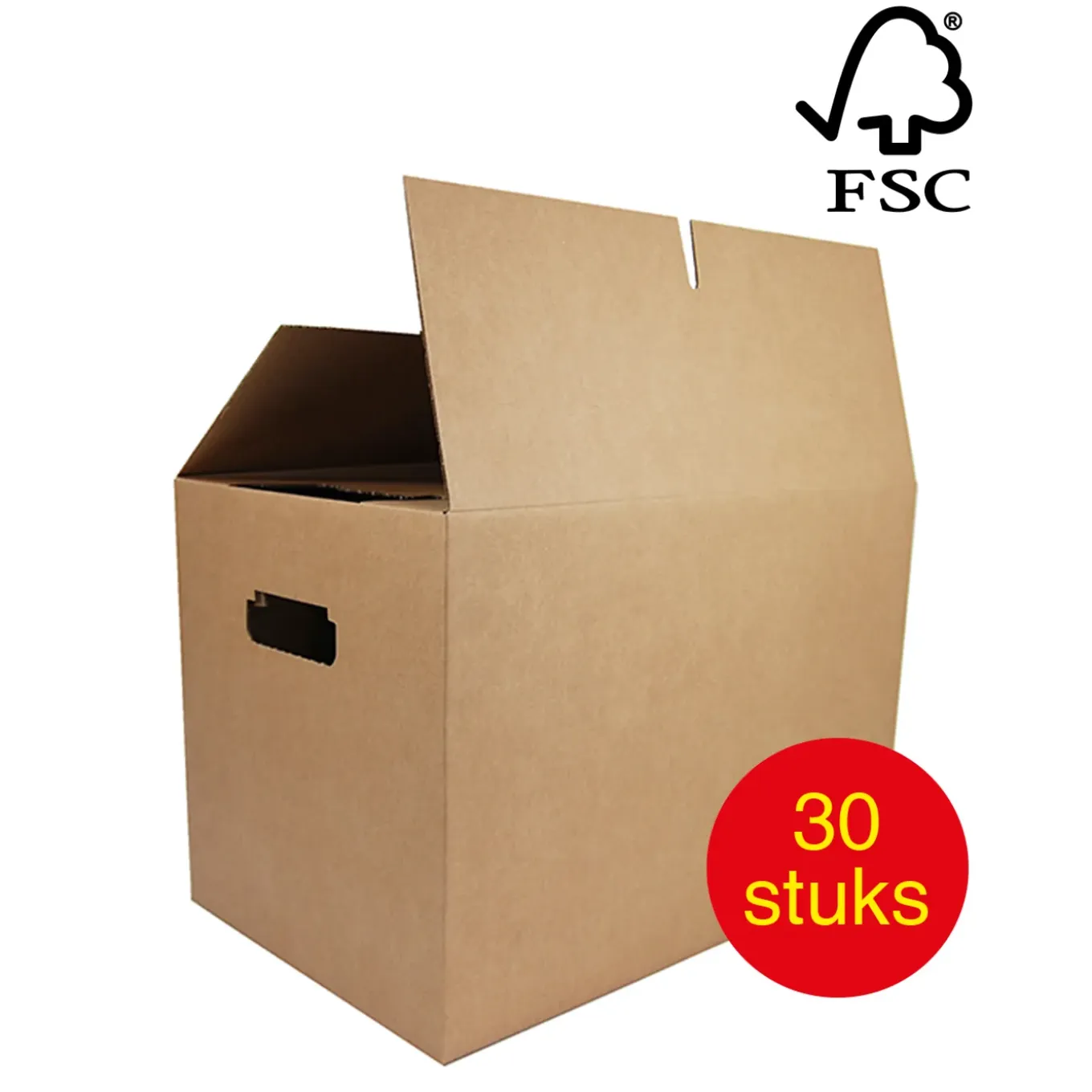 Verhuisdozen Profi extra sterk - 51L - autolock geen tape nodig – FSC karton - 30 stuks - handvatten