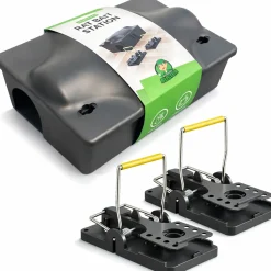 VerminBuster Rattenvoerdoos Multibox + 2 Rattenvallen - Inclusief Slot - Effectief En Veilig
