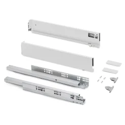 Emuca Vertex Met 3d-regeling Outdoor Lade , Hoogte 83mm, 40kg, Diepte 450mm, Staal, Wit Gelakt