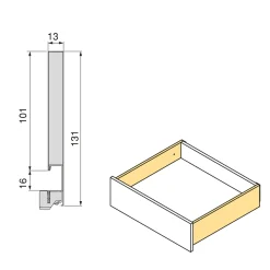 Emuca Vertex Met 3d-regeling Outdoor Lade , Hoogte 131mm, 40kg, Diepte 350mm, Staal, Wit Gelakt