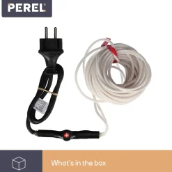 Perel Verwarmingskabel, Thermostaat, Voor Binnen En Buiten, 12 M, Wit, Pe (polyethyleen)
