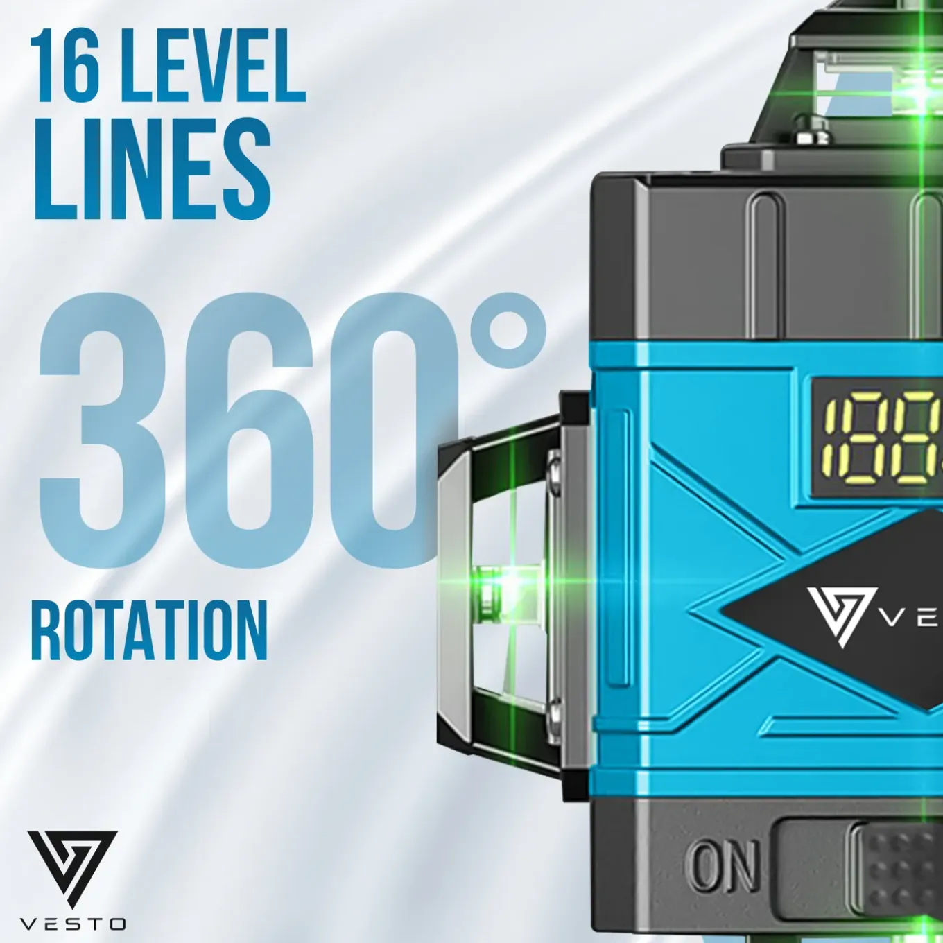Vesto® 4d Kruislijnlaser - Zelfnivellerend Bouwlaser Met 4-16 Lijnen - 360° Rotatie - 50m Meetbereik