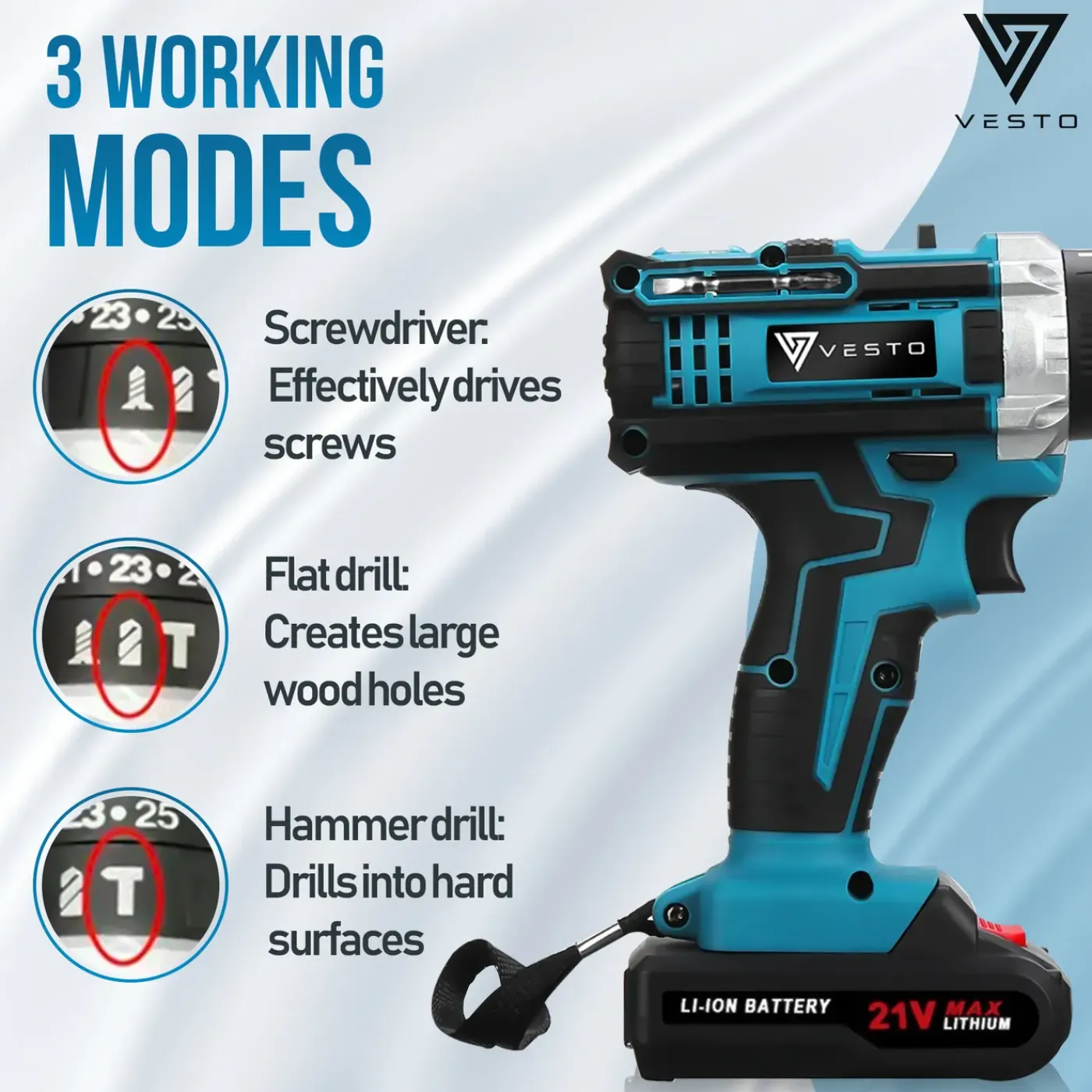 Vesto ® Powerdrive Accuboormachine - Accu Schroefboormachine - Boormachine - Incl. 2 Accu's