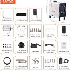 Vevor Dieselkachel (verwarming) 12v/24v 2kw Bluetooth App, Afstandsbediening, Co-alarm, Draagbaar