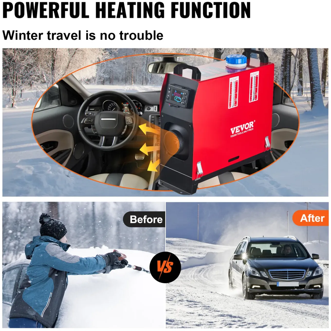 Vevor Dieselkachel (verwarming) 12v 8kw Voor Auto/trucks Afstandsbediening, Lcd-thermostaatmonitor