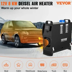 VEVOR Dieselkachel (verwarming) 12v 8kw Voor Auto Aluminium, Afstandsbediening, Lcd-scherm, Zwart