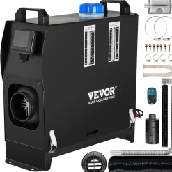 VEVOR Dieselkachel (verwarming) 12v 8kw Voor Auto Aluminium, Afstandsbediening, Lcd-scherm, Zwart