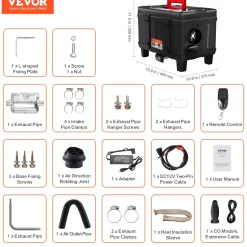 Vevor Dieselverwarming 8kw 12/24v All-in-one, Bt App, Draagbaar, Display, Co-alarm, Stil