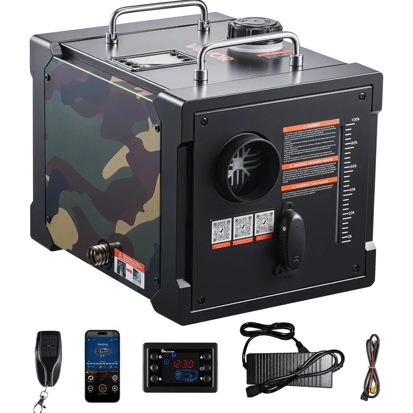 VEVOR 8kw Dieselkachel 12/24v All-in-1, Bluetooth, Afst.bed., Digitaal Display, Veilig