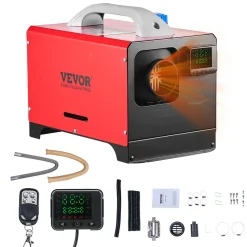 VEVOR Parkeerverwarming (dieselkachel) 8kw 12-24v 0.18-0.36l/u, 0-40°c, Afstandsbediening, Zwart Lcd