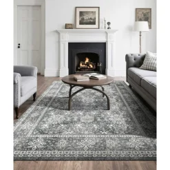 VEVOR -vloerkleed(binnenmat)-2439x3048mm-kortpolig-wasbaar-antislip-vintage-grijs
